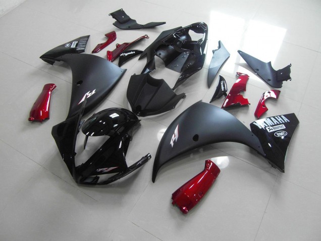 Nero Opaco Rosso Carene Moto Yamaha R1 2009-2011 Nero Opaco Rosso Carene Moto Yamaha R1 2009-2011