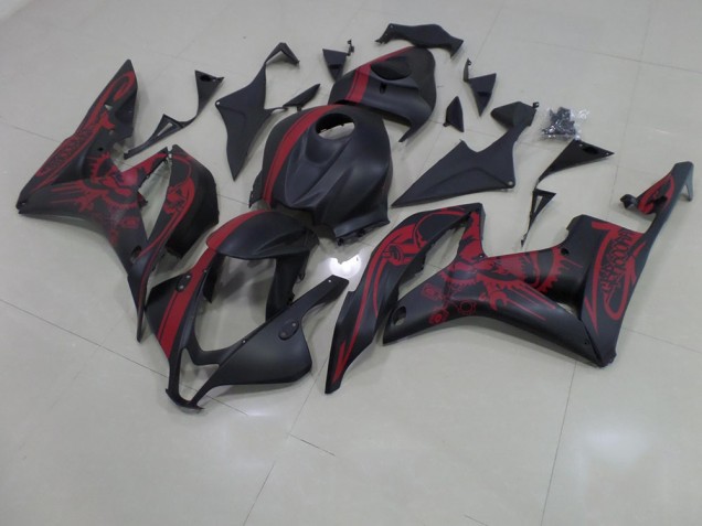 Nero Opaco Rosso Cranio con Banda Carene Moto Honda CBR 600 RR 2007-2008 Nero Opaco Rosso Cranio con Banda Carene Moto Honda CBR 600 RR 2007-2008