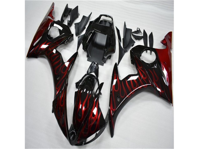 Nero Rosso Fiamma Carena Moto Yamaha R6 2003-2005 Nero Rosso Fiamma Carena Moto Yamaha R6 2003-2005
