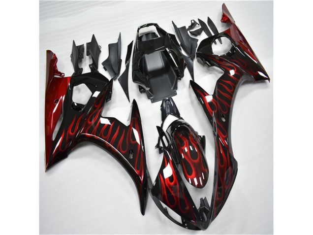 Nero Rosso Fiamma Carena Moto Yamaha R6 2003-2005 Nero Rosso Fiamma Carena Moto Yamaha R6 2003-2005