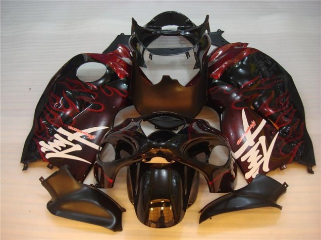 Nero Rosso Fiamma Carene Moto Suzuki GSXR 1300 Hayabusa 1996-2007 Nero Rosso Fiamma Carene Moto Suzuki GSXR 1300 Hayabusa 1996-2007