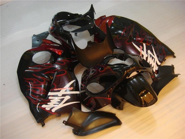 Nero Rosso Fiamma Carene Moto Suzuki GSXR 1300 Hayabusa 1996-2007 Nero Rosso Fiamma Carene Moto Suzuki GSXR 1300 Hayabusa 1996-2007