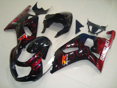 Nero Rosso Fiamma Carene Moto Suzuki GSXR 750 K1 K2 K3 2001-2003