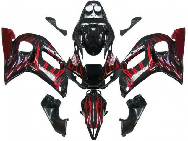 Nero Rosso Fiamma Carene Moto Yamaha R6 1998-2002 Nero Rosso Fiamma Carene Moto Yamaha R6 1998-2002