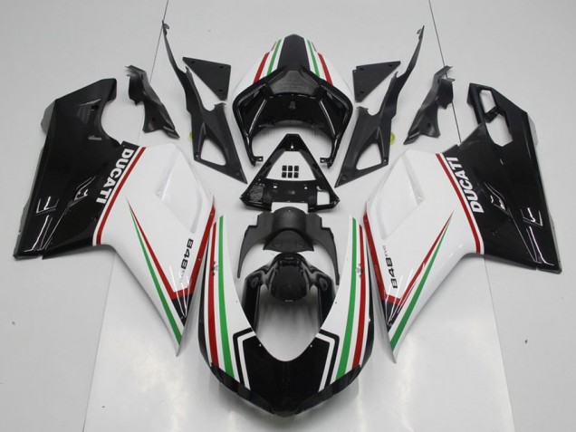 Nero Verde & Bianco Carene Moto Ducati 848 1098 1198 2007-2014 Nero Verde & Bianco Carene Moto Ducati 848 1098 1198 2007-2014