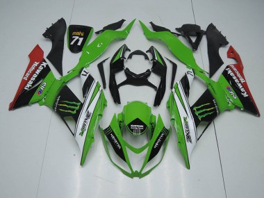 Nero Verde Bianco Monster Carene Moto Kawasaki ZX6R 2013-2018