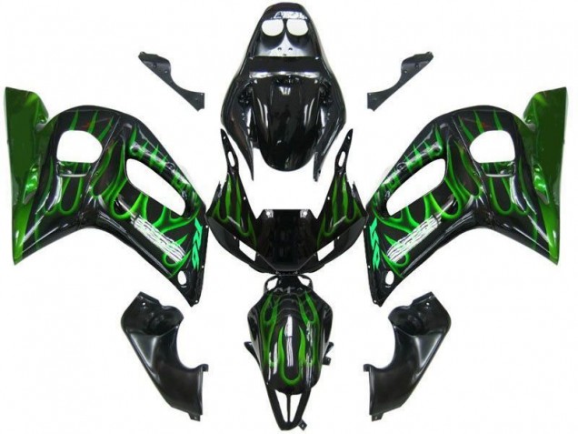 Nero Verde Fiamma Carene Moto Yamaha R6 1998-2002 Nero Verde Fiamma Carene Moto Yamaha R6 1998-2002
