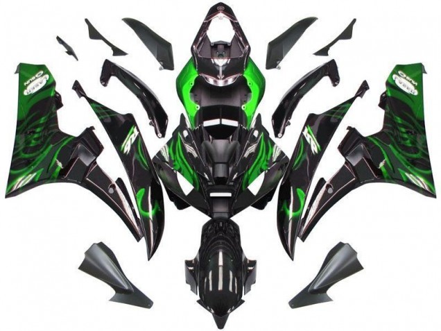 Nero Verde Fiamma Carene Moto Yamaha R6 2006-2007 Nero Verde Fiamma Carene Moto Yamaha R6 2006-2007