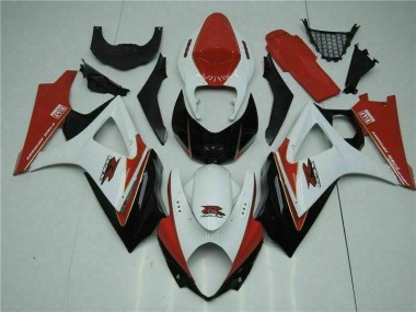Rosso Bianco ABS Moto Plastica & Carene Suzuki GSXR 1000 K7 2007-2008