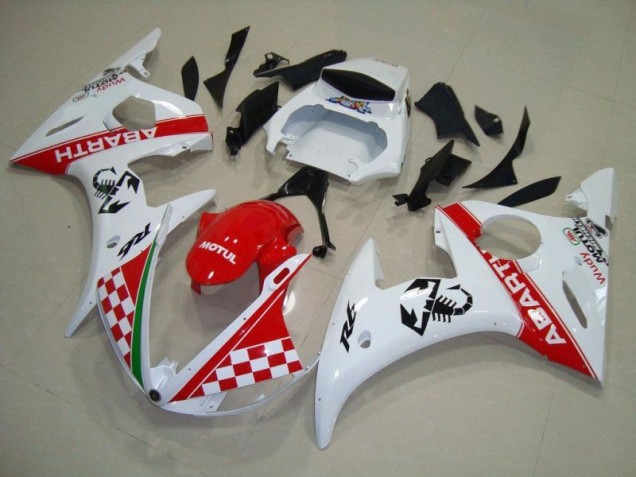 Rosso Bianco ABS Plastica Moto Yamaha R6 2003-2005 Rosso Bianco ABS Plastica Moto Yamaha R6 2003-2005
