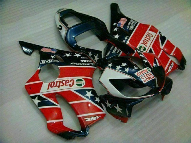 Rosso Bianco Blu Castrol Cycle World Carene Moto Honda CBR 600 F4i 2001-2003 Rosso Bianco Blu Castrol Cycle World Carene Moto Honda CBR 600 F4i 2001-2003