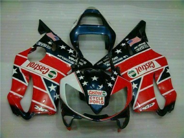Rosso Bianco Blu Castrol Cycle World Carene Moto Honda CBR 600 F4i 2001-2003