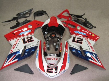 Rosso Bianco Breil Xerox 21 Carene Moto Ducati 1098 2007-2014