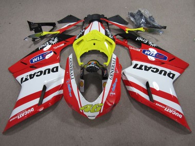 Rosso Bianco Generali 46 Carene Moto Ducati 1098 848 2007-2014