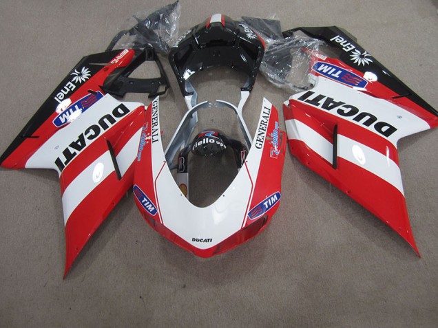 Rosso Bianco Generali Tim Carene Moto Ducati 1098 2007-2014 Rosso Bianco Generali Tim Carene Moto Ducati 1098 2007-2014