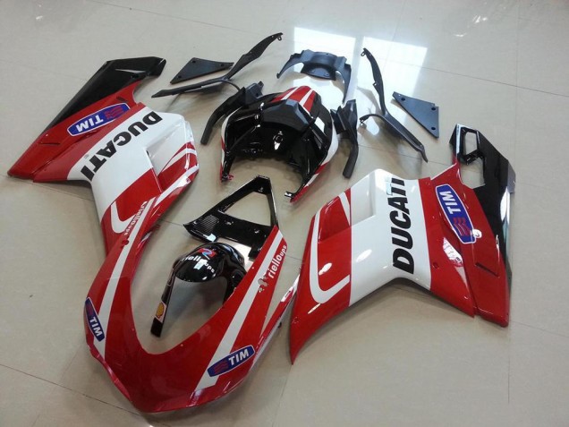 Rosso Bianco Kit Carenatura Moto Iniezione Ducati 848 1098 1198 2007-2014 Rosso Bianco Kit Carenatura Moto Iniezione Ducati 848 1098 1198 2007-2014