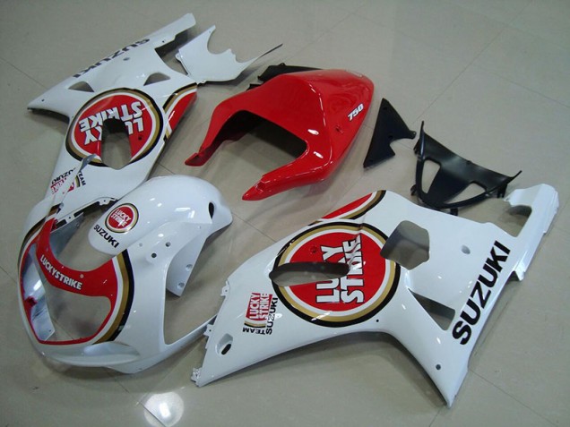 Rosso Bianco Lucky Strike Carene Moto Suzuki GSXR 750 K1 K2 K3 2001-2003 Rosso Bianco Lucky Strike Carene Moto Suzuki GSXR 750 K1 K2 K3 2001-2003