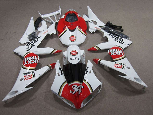 Rosso Bianco Lucky Strike Carene Moto Yamaha R6 2008-2016 Rosso Bianco Lucky Strike Carene Moto Yamaha R6 2008-2016