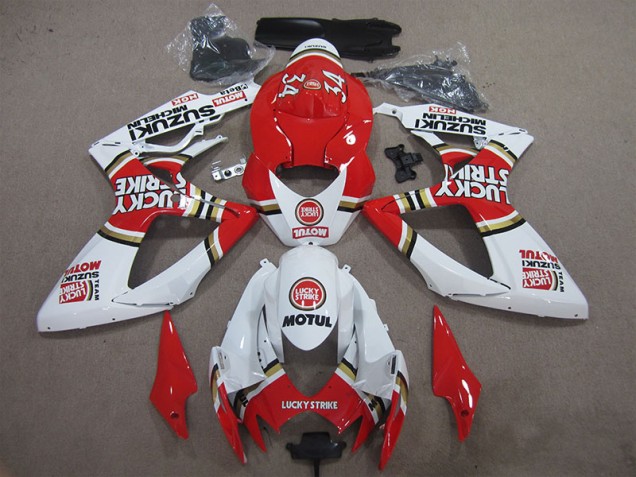 Rosso Bianco Lucky Strike Motul Carene Moto Suzuki GSXR 600 K6 2006-2007 Rosso Bianco Lucky Strike Motul Carene Moto Suzuki GSXR 600 K6 2006-2007