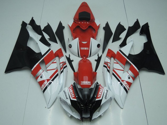 Rosso Bianco Nero Plastica Moto Yamaha R6 2008-2016 Rosso Bianco Nero Plastica Moto Yamaha R6 2008-2016
