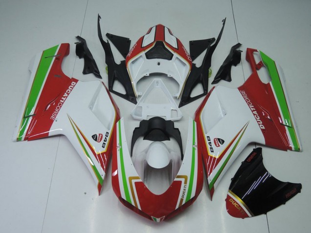 Rosso Bianco & Verde Carene Moto Ducati 848 1098 1198 2007-2014 Rosso Bianco & Verde Carene Moto Ducati 848 1098 1198 2007-2014