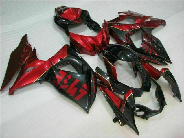 Rosso Fiamma Nero Carene Moto Suzuki GSXR 1000 K9 2009-2016 Rosso Fiamma Nero Carene Moto Suzuki GSXR 1000 K9 2009-2016