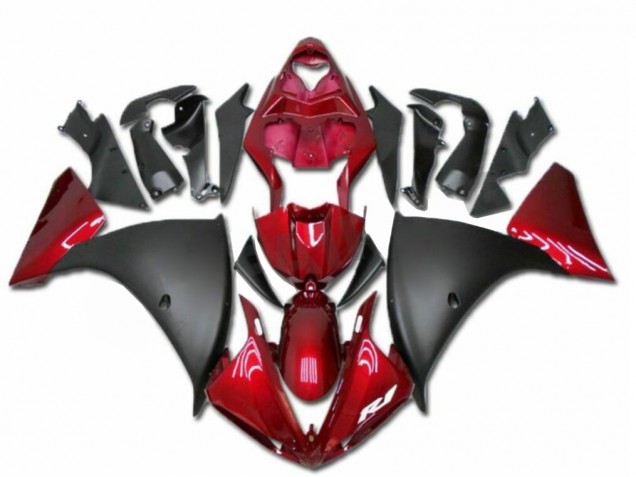 Rosso Nero ABS Plastica Moto Yamaha R1 2009-2011 Rosso Nero ABS Plastica Moto Yamaha R1 2009-2011