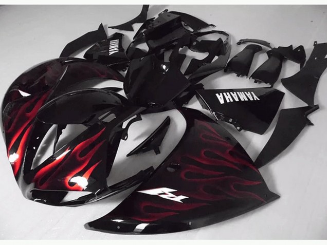 Rosso Nero Fiamma Carene Moto Yamaha R1 2009-2011 Rosso Nero Fiamma Carene Moto Yamaha R1 2009-2011