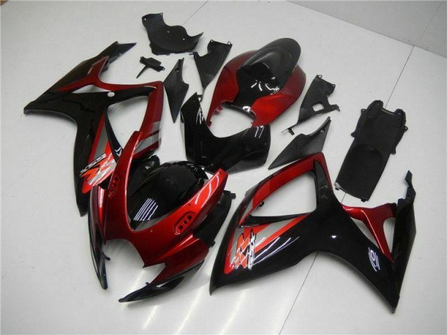 Rosso Nero Kit Carenatura Iniezione Suzuki GSXR 600 / 750 K6 2006-2007 Rosso Nero Kit Carenatura Iniezione Suzuki GSXR 600 / 750 K6 2006-2007