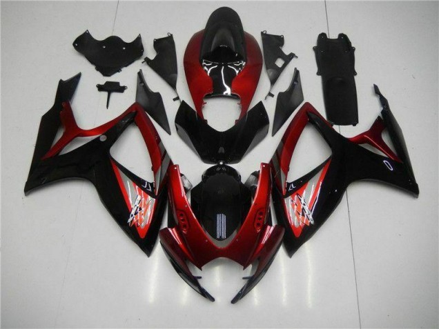 Rosso Nero Kit Carenatura Iniezione Suzuki GSXR 600 / 750 K6 2006-2007 Rosso Nero Kit Carenatura Iniezione Suzuki GSXR 600 / 750 K6 2006-2007