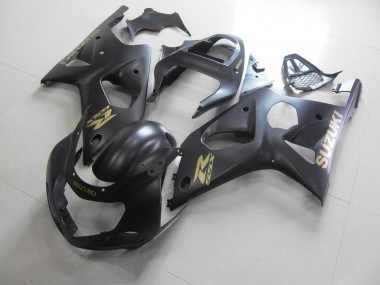 Tutto Nero Opaco con Oro Adesivo Carene Moto Suzuki GSXR 1000 K1 2000-2002