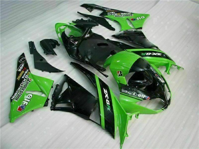 Verde Nero ABS Kits Carene Moto Kawasaki ZX6R 2009-2012