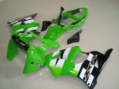 Verde Nero Kit Carenatura Motocicletta Completo ABS Kawasaki ZX6R 2000-2002
